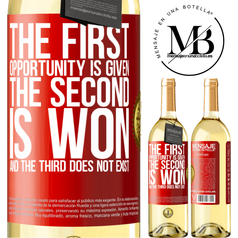 29,95 € Free Shipping | White Wine WHITE Edition The first opportunity is given, the second is won, and the third does not exist Red Label. Customizable label Young wine Harvest 2023 Verdejo