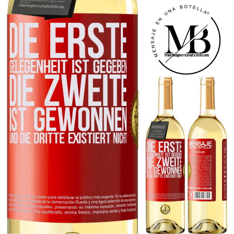 29,95 € Kostenloser Versand | Weißwein WHITE Ausgabe Die erste Gelegenheit wird einem gegeben, die Zweite wird gewonnen und die Dritte existiert nicht Rote Markierung. Anpassbares Etikett Junger Wein Ernte 2023 Verdejo