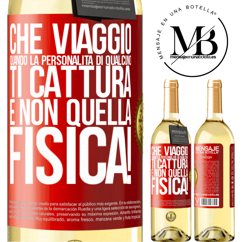 29,95 € Spedizione Gratuita | Vino bianco Edizione WHITE che viaggio quando la personalità di qualcuno ti cattura e non quella fisica! Etichetta Rossa. Etichetta personalizzabile Vino giovane Raccogliere 2024 Verdejo