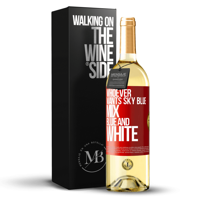29,95 € 免费送货 | 白葡萄酒 WHITE版 想要浅蓝色的人，混合蓝色和白色 红色标签. 可自定义的标签 青年酒 收成 2023 Verdejo