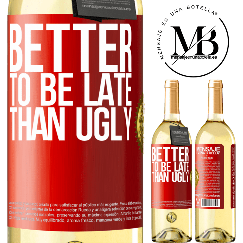 29,95 € Free Shipping | White Wine WHITE Edition Better to be late than ugly Red Label. Customizable label Young wine Harvest 2023 Verdejo