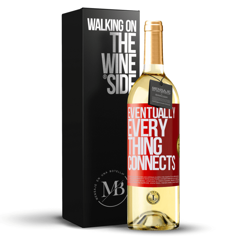 29,95 € Kostenloser Versand | Weißwein WHITE Ausgabe Eventually, everything connects Rote Markierung. Anpassbares Etikett Junger Wein Ernte 2023 Verdejo