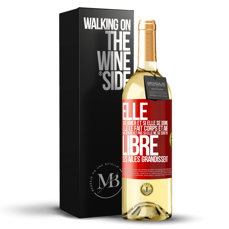 29,95 € Envoi gratuit | Vin blanc Édition WHITE Elle sait aimer et si elle se donne, elle le fait corps et âme. Mais n'oubliez pas si elle ne se sent pas libre, ses ailes grand Étiquette Rouge. Étiquette personnalisable Vin jeune Récolte 2024 Verdejo