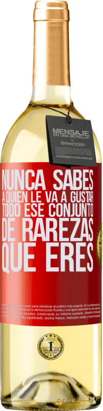 29,95 € | Vino Blanco Edición WHITE Nunca sabes a quien le va a gustar todo ese conjunto de rarezas que eres Etiqueta Roja. Etiqueta personalizable Vino joven Cosecha 2024 Verdejo