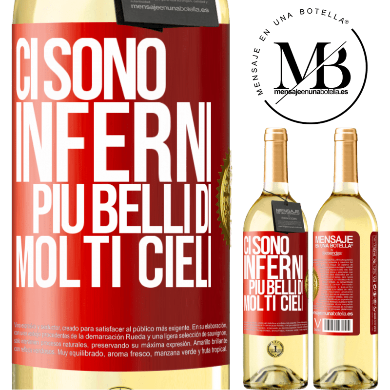 29,95 € Spedizione Gratuita | Vino bianco Edizione WHITE Ci sono inferni più belli di molti cieli Etichetta Rossa. Etichetta personalizzabile Vino giovane Raccogliere 2023 Verdejo