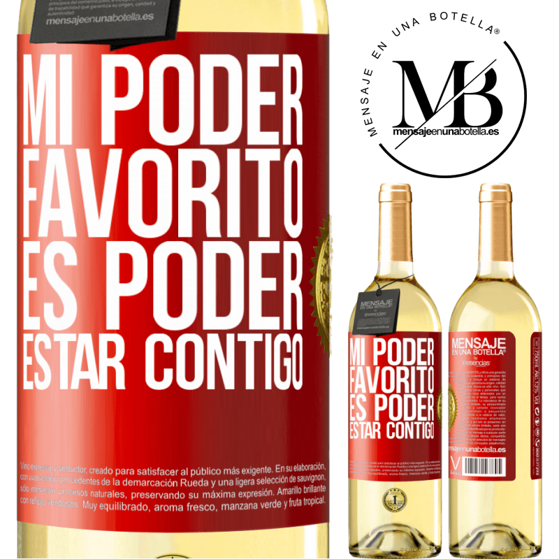 29,95 € Envío gratis | Vino Blanco Edición WHITE Mi poder favorito es poder estar contigo Etiqueta Roja. Etiqueta personalizable Vino joven Cosecha 2023 Verdejo