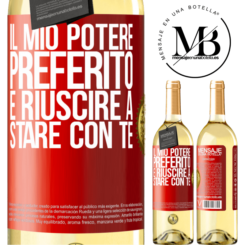 29,95 € Spedizione Gratuita | Vino bianco Edizione WHITE Il mio potere preferito è riuscire a stare con te Etichetta Rossa. Etichetta personalizzabile Vino giovane Raccogliere 2023 Verdejo