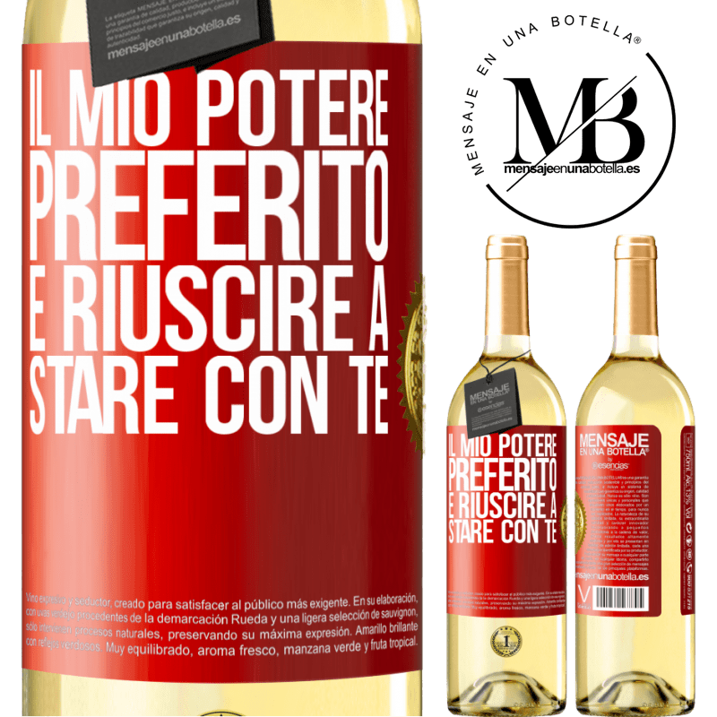 29,95 € Spedizione Gratuita | Vino bianco Edizione WHITE Il mio potere preferito è riuscire a stare con te Etichetta Rossa. Etichetta personalizzabile Vino giovane Raccogliere 2025 Verdejo
