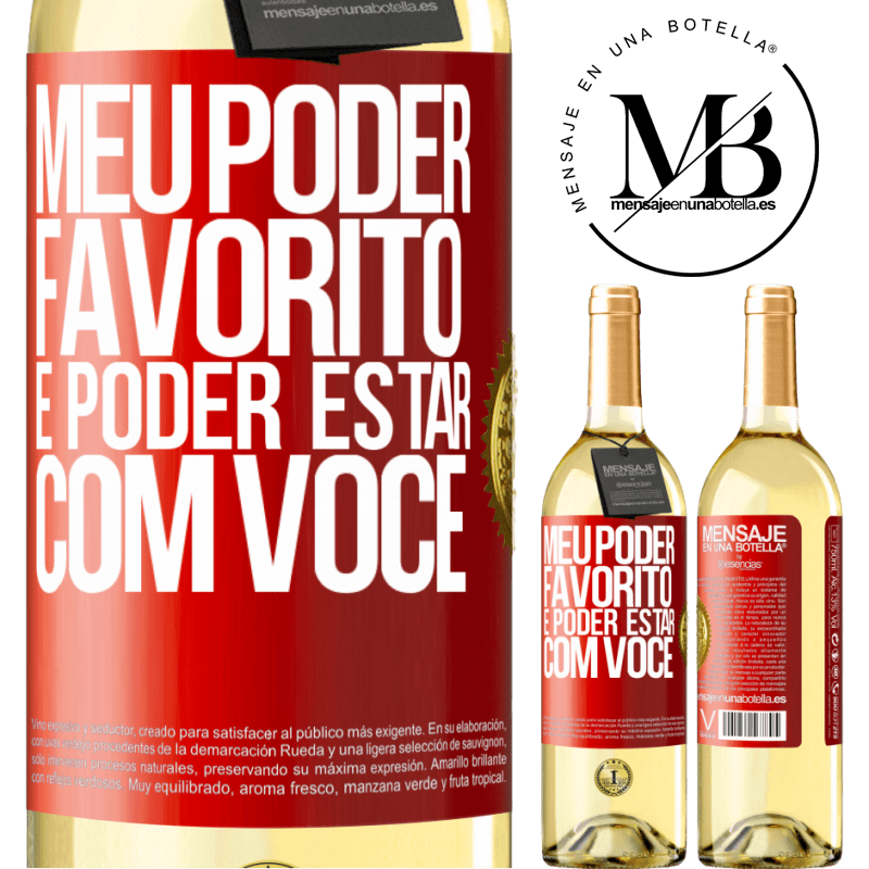 29,95 € Envio grátis | Vinho branco Edição WHITE Meu poder favorito é poder estar com você Etiqueta Vermelha. Etiqueta personalizável Vinho jovem Colheita 2023 Verdejo