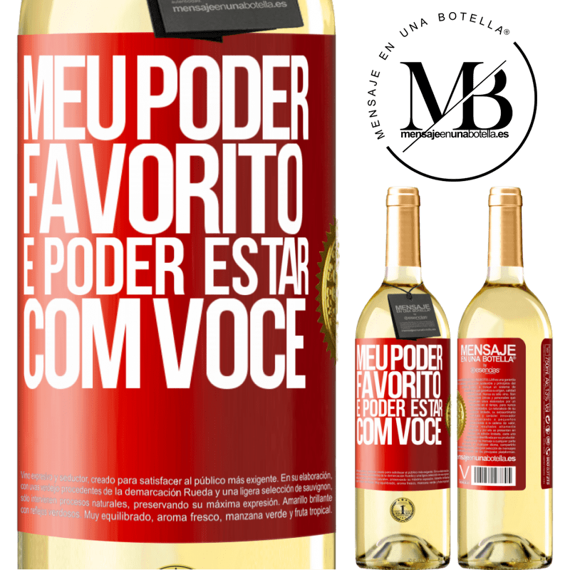 29,95 € Envio grátis | Vinho branco Edição WHITE Meu poder favorito é poder estar com você Etiqueta Vermelha. Etiqueta personalizável Vinho jovem Colheita 2025 Verdejo