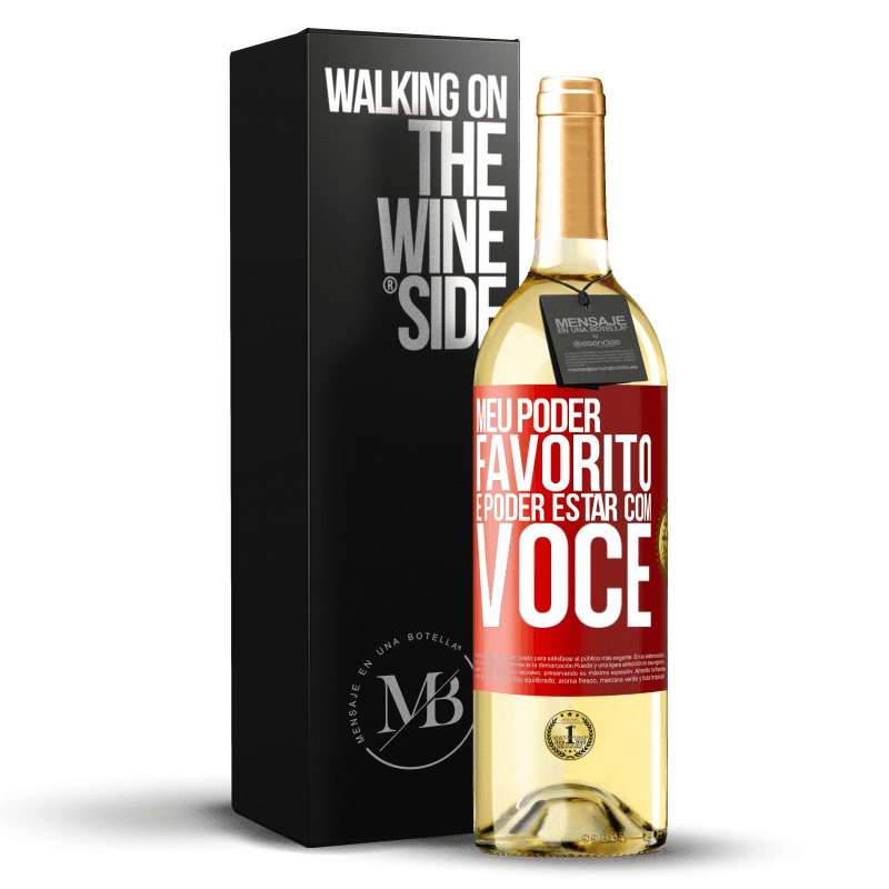 29,95 € Envio grátis | Vinho branco Edição WHITE Meu poder favorito é poder estar com você Etiqueta Vermelha. Etiqueta personalizável Vinho jovem Colheita 2024 Verdejo