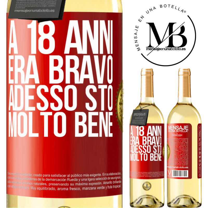 29,95 € Spedizione Gratuita | Vino bianco Edizione WHITE A 18 anni era bravo. Adesso sto molto bene Etichetta Rossa. Etichetta personalizzabile Vino giovane Raccogliere 2024 Verdejo