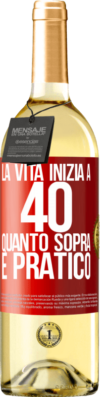 29,95 € | Vino bianco Edizione WHITE La vita inizia a 40 anni. Quanto sopra è pratico Etichetta Rossa. Etichetta personalizzabile Vino giovane Raccogliere 2024 Verdejo