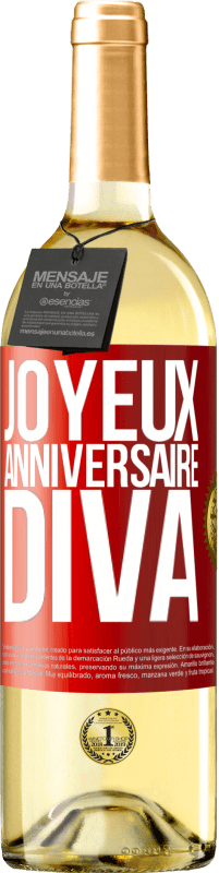 29,95 € | Vin blanc Édition WHITE Joyeux anniversaire, Diva Étiquette Rouge. Étiquette personnalisable Vin jeune Récolte 2023 Verdejo