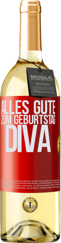 29,95 € | Weißwein WHITE Ausgabe Alles Gute zum Geburtstag Diva Rote Markierung. Anpassbares Etikett Junger Wein Ernte 2023 Verdejo