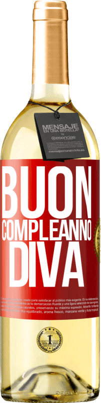 29,95 € | Vino bianco Edizione WHITE Buon compleanno Diva Etichetta Rossa. Etichetta personalizzabile Vino giovane Raccogliere 2023 Verdejo
