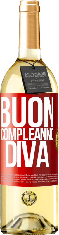 29,95 € Spedizione Gratuita | Vino bianco Edizione WHITE Buon compleanno Diva Etichetta Rossa. Etichetta personalizzabile Vino giovane Raccogliere 2024 Verdejo