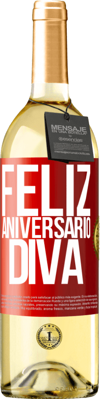 29,95 € | Vinho branco Edição WHITE Feliz aniversário Diva Etiqueta Vermelha. Etiqueta personalizável Vinho jovem Colheita 2023 Verdejo