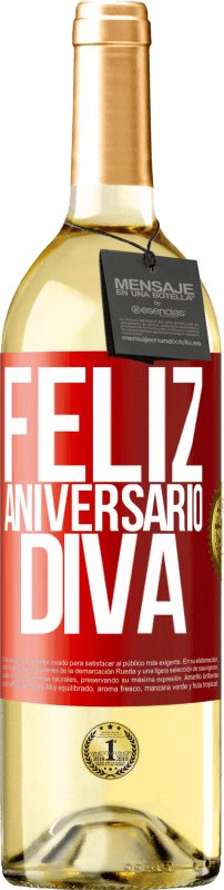 29,95 € | Vinho branco Edição WHITE Feliz aniversário Diva Etiqueta Vermelha. Etiqueta personalizável Vinho jovem Colheita 2024 Verdejo