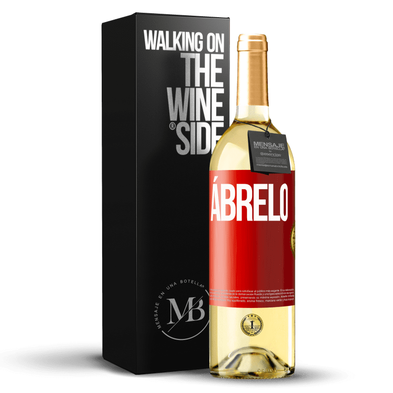 29,95 € Envío gratis | Vino Blanco Edición WHITE Ábrelo Etiqueta Roja. Etiqueta personalizable Vino joven Cosecha 2024 Verdejo