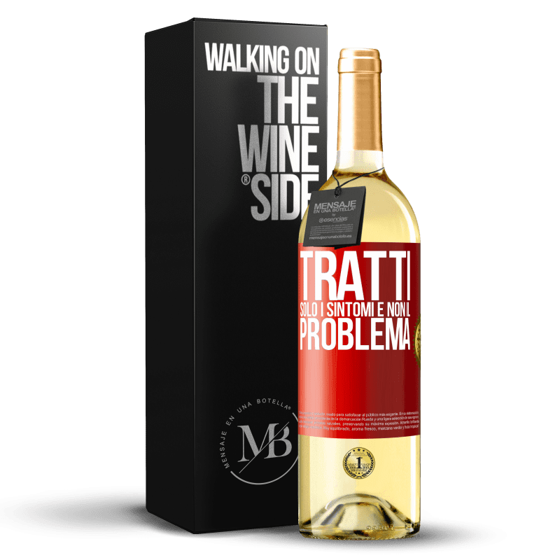 29,95 € Spedizione Gratuita | Vino bianco Edizione WHITE Tratti solo i sintomi e non il problema Etichetta Rossa. Etichetta personalizzabile Vino giovane Raccogliere 2023 Verdejo