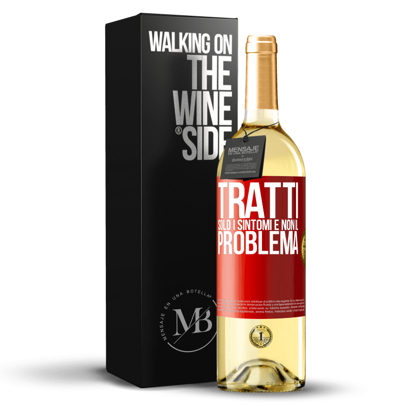 29,95 € Spedizione Gratuita | Vino bianco Edizione WHITE Tratti solo i sintomi e non il problema Etichetta Rossa. Etichetta personalizzabile Vino giovane Raccogliere 2025 Verdejo