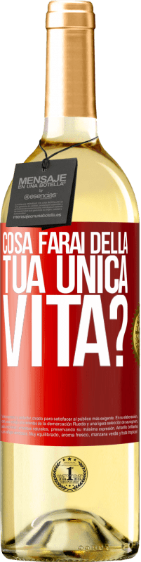 Spedizione Gratuita | Vino bianco Edizione WHITE Cosa farai della tua unica vita? Etichetta Rossa. Etichetta personalizzabile Vino giovane Raccogliere 2023 Verdejo