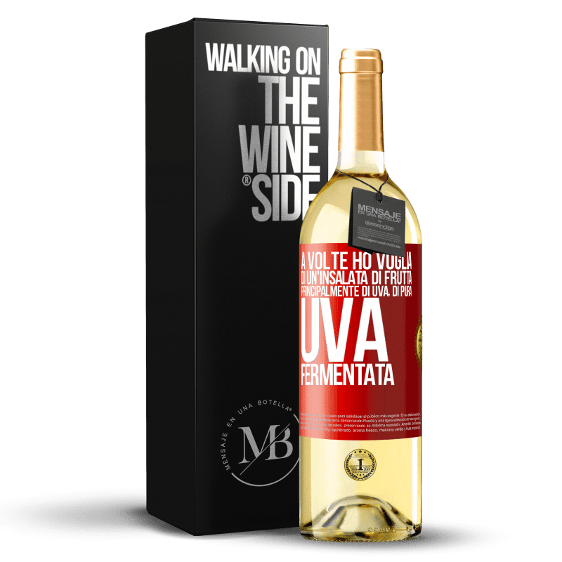 29,95 € Spedizione Gratuita | Vino bianco Edizione WHITE A volte ho voglia di un'insalata di frutta, principalmente di uva, di pura uva fermentata Etichetta Rossa. Etichetta personalizzabile Vino giovane Raccogliere 2024 Verdejo