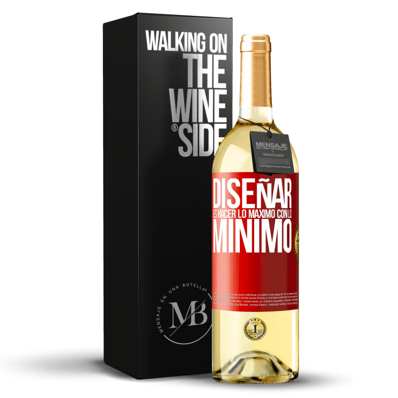 29,95 € Envío gratis | Vino Blanco Edición WHITE Diseñar es hacer lo máximo con lo mínimo Etiqueta Roja. Etiqueta personalizable Vino joven Cosecha 2023 Verdejo