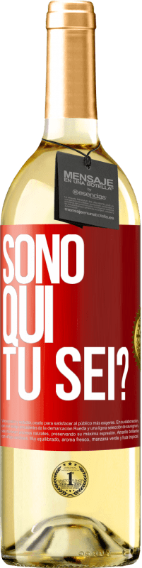 Spedizione Gratuita | Vino bianco Edizione WHITE Sono qui. Tu sei? Etichetta Rossa. Etichetta personalizzabile Vino giovane Raccogliere 2023 Verdejo