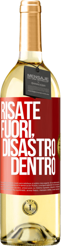 Spedizione Gratuita | Vino bianco Edizione WHITE Risate fuori, disastro dentro Etichetta Rossa. Etichetta personalizzabile Vino giovane Raccogliere 2023 Verdejo