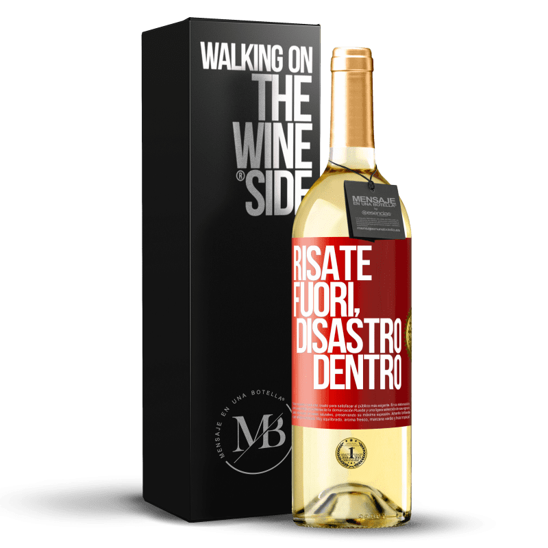 29,95 € Spedizione Gratuita | Vino bianco Edizione WHITE Risate fuori, disastro dentro Etichetta Rossa. Etichetta personalizzabile Vino giovane Raccogliere 2023 Verdejo