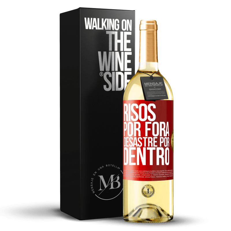 29,95 € Envio grátis | Vinho branco Edição WHITE Risos por fora, desastre por dentro Etiqueta Vermelha. Etiqueta personalizável Vinho jovem Colheita 2023 Verdejo