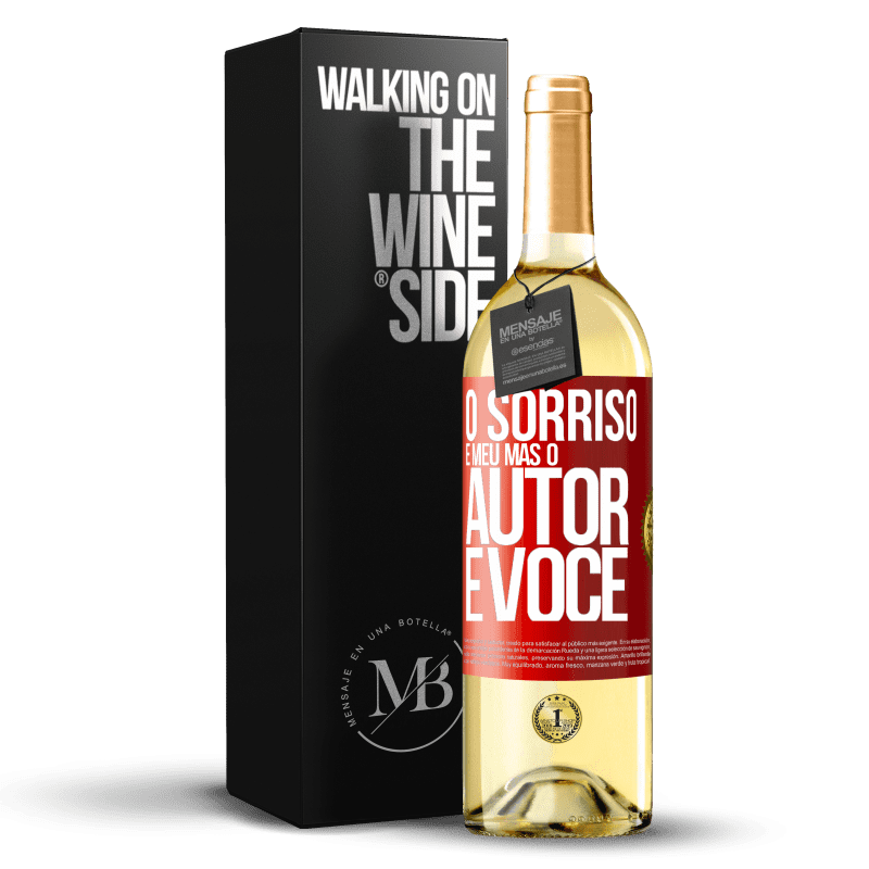 29,95 € Envio grátis | Vinho branco Edição WHITE O sorriso é meu, mas o autor é você Etiqueta Vermelha. Etiqueta personalizável Vinho jovem Colheita 2023 Verdejo