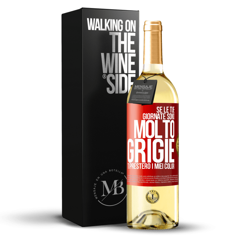 29,95 € Spedizione Gratuita | Vino bianco Edizione WHITE Se le tue giornate sono molto grigie, ti presterò i miei colori Etichetta Rossa. Etichetta personalizzabile Vino giovane Raccogliere 2023 Verdejo