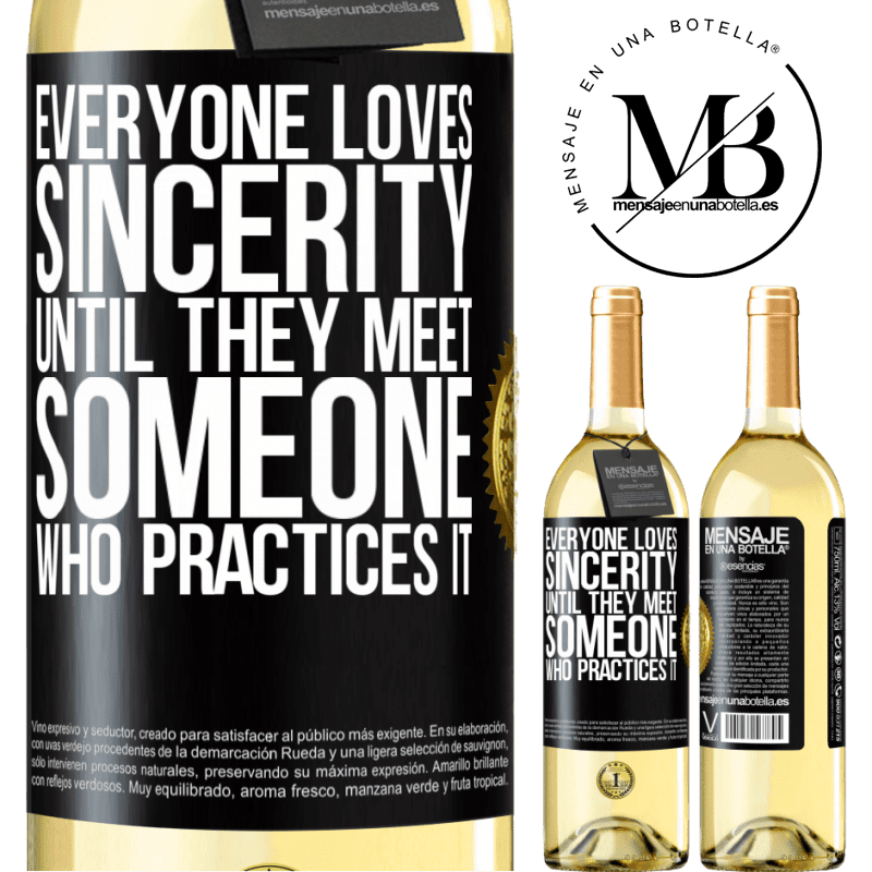 29,95 € Free Shipping | White Wine WHITE Edition Everyone loves sincerity. Until they meet someone who practices it Black Label. Customizable label Young wine Harvest 2022 Verdejo