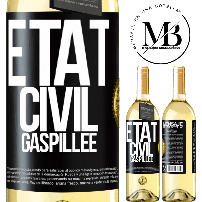 29,95 € Envoi gratuit | Vin blanc Édition WHITE État civil: gaspillée Étiquette Noire. Étiquette personnalisable Vin jeune Récolte 2023 Verdejo