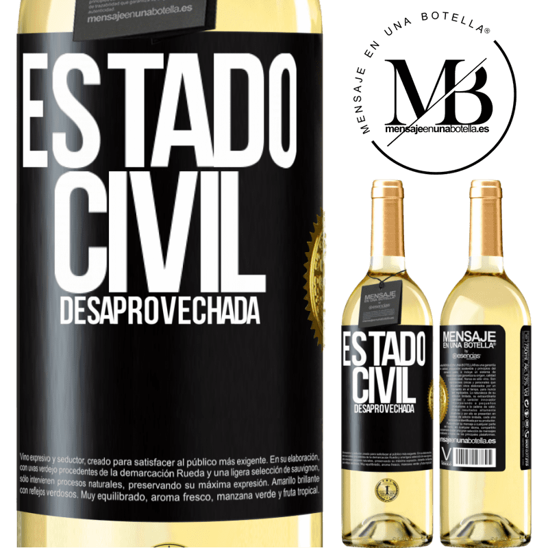 29,95 € Envío gratis | Vino Blanco Edición WHITE Estado civil: desaprovechada Etiqueta Negra. Etiqueta personalizable Vino joven Cosecha 2023 Verdejo