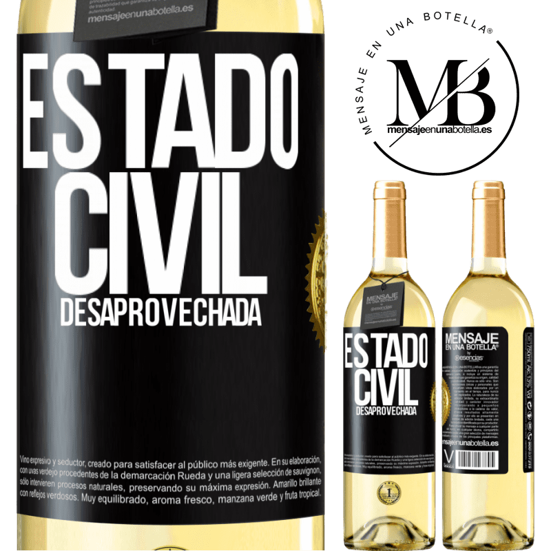 29,95 € Envío gratis | Vino Blanco Edición WHITE Estado civil: desaprovechada Etiqueta Negra. Etiqueta personalizable Vino joven Cosecha 2025 Verdejo