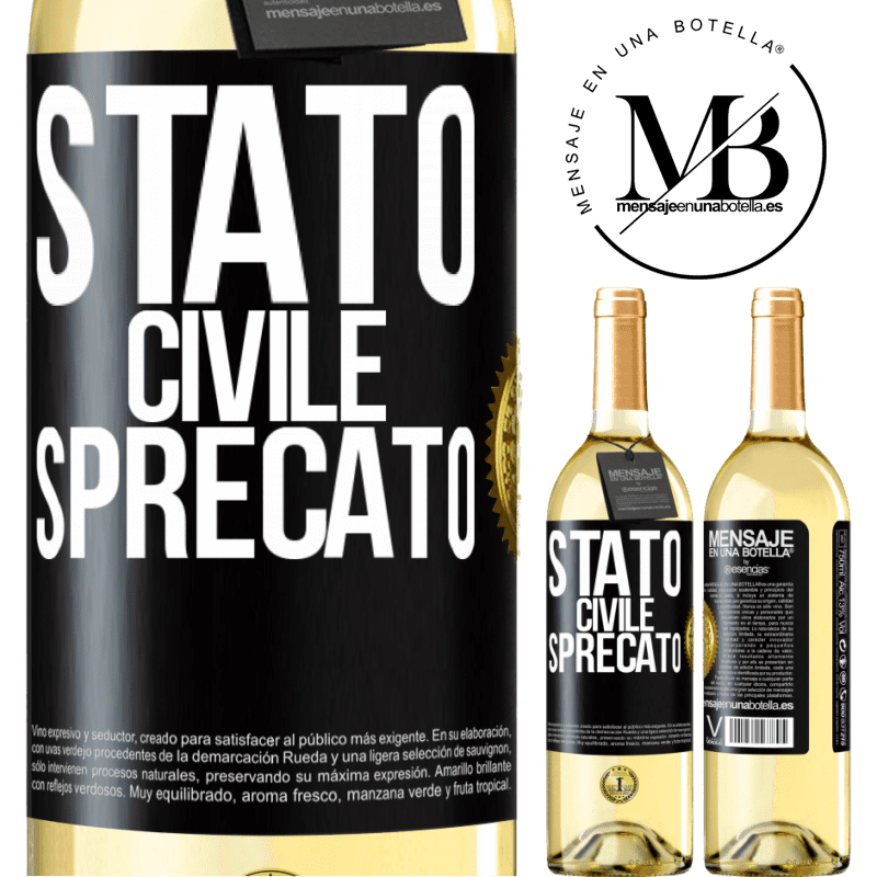 29,95 € Spedizione Gratuita | Vino bianco Edizione WHITE Stato civile: sprecato Etichetta Nera. Etichetta personalizzabile Vino giovane Raccogliere 2023 Verdejo