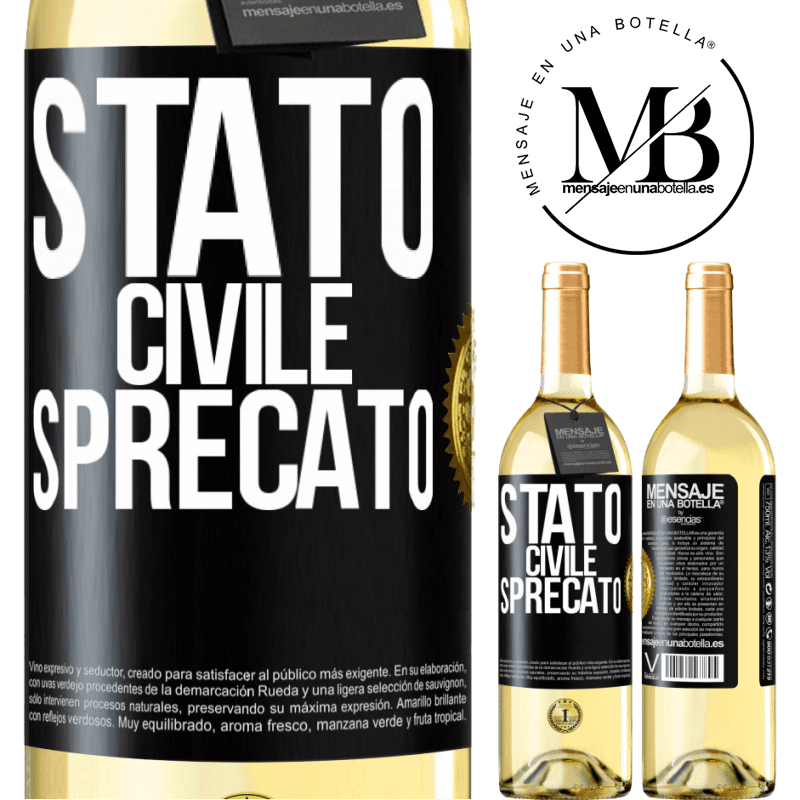 29,95 € Spedizione Gratuita | Vino bianco Edizione WHITE Stato civile: sprecato Etichetta Nera. Etichetta personalizzabile Vino giovane Raccogliere 2025 Verdejo
