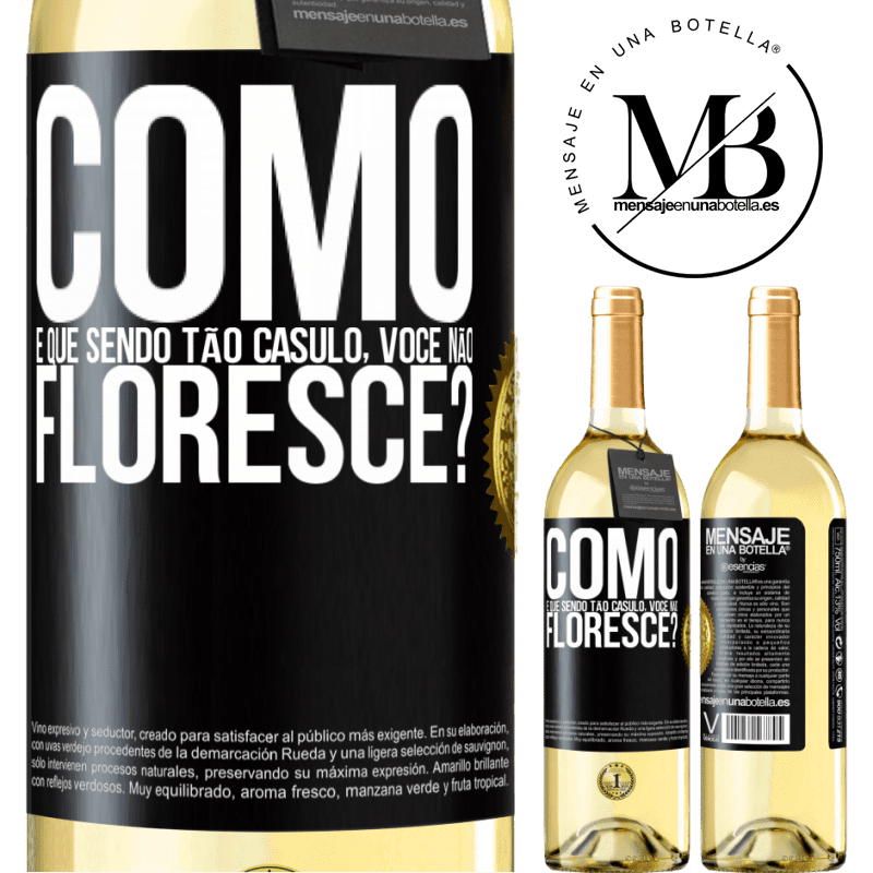 29,95 € Envio grátis | Vinho branco Edição WHITE como é que, sendo tão casulo, você não floresce? Etiqueta Preta. Etiqueta personalizável Vinho jovem Colheita 2024 Verdejo