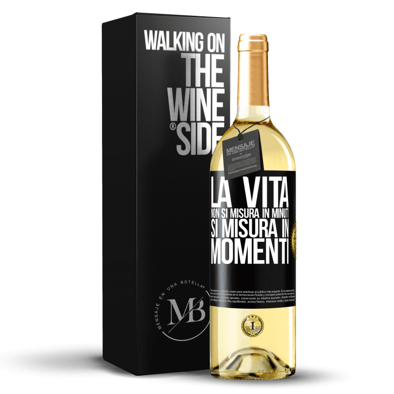 29,95 € Spedizione Gratuita | Vino bianco Edizione WHITE La vita non si misura in minuti, si misura in momenti Etichetta Nera. Etichetta personalizzabile Vino giovane Raccogliere 2025 Verdejo