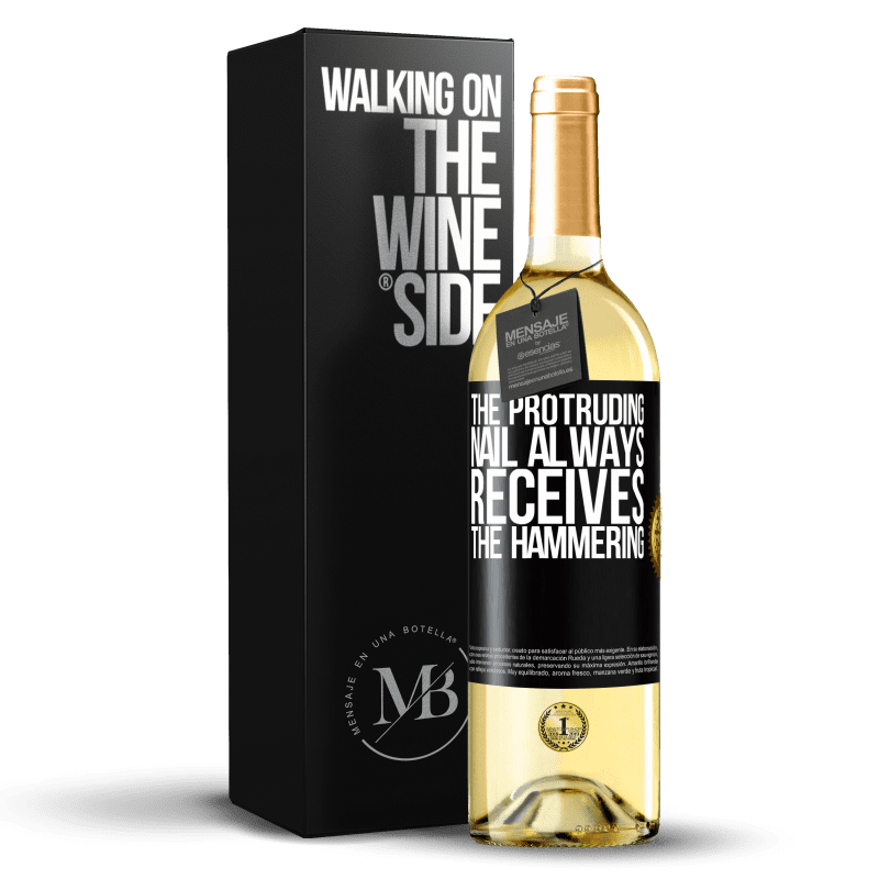 29,95 € Free Shipping | White Wine WHITE Edition The protruding nail always receives the hammering Black Label. Customizable label Young wine Harvest 2023 Verdejo