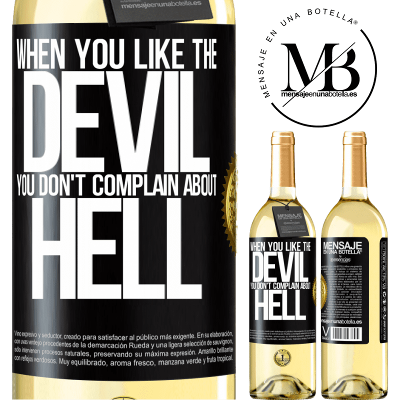 29,95 € Free Shipping | White Wine WHITE Edition When you like the devil you don't complain about hell Black Label. Customizable label Young wine Harvest 2022 Verdejo