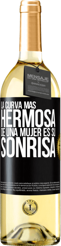 29,95 € Envío gratis | Vino Blanco Edición WHITE La curva más hermosa de una mujer es su sonrisa Etiqueta Negra. Etiqueta personalizable Vino joven Cosecha 2025 Verdejo