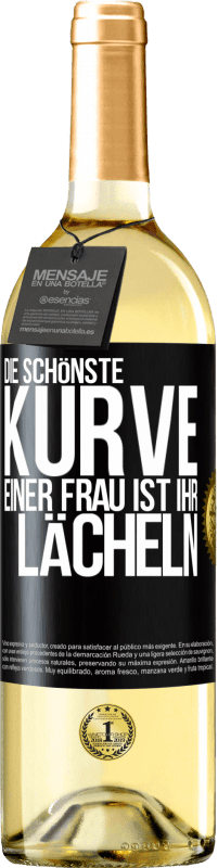 29,95 € | Weißwein WHITE Ausgabe Die schönste Kurve einer Frau ist ihr Lächeln Schwarzes Etikett. Anpassbares Etikett Junger Wein Ernte 2024 Verdejo