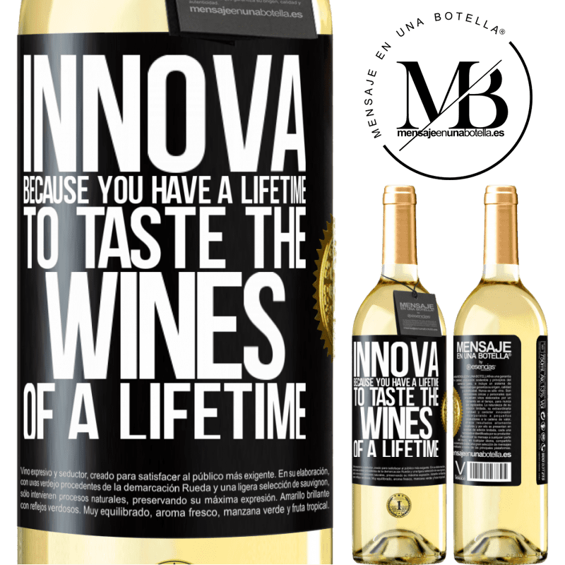 29,95 € Free Shipping | White Wine WHITE Edition Innova, because you have a lifetime to taste the wines of a lifetime Black Label. Customizable label Young wine Harvest 2022 Verdejo