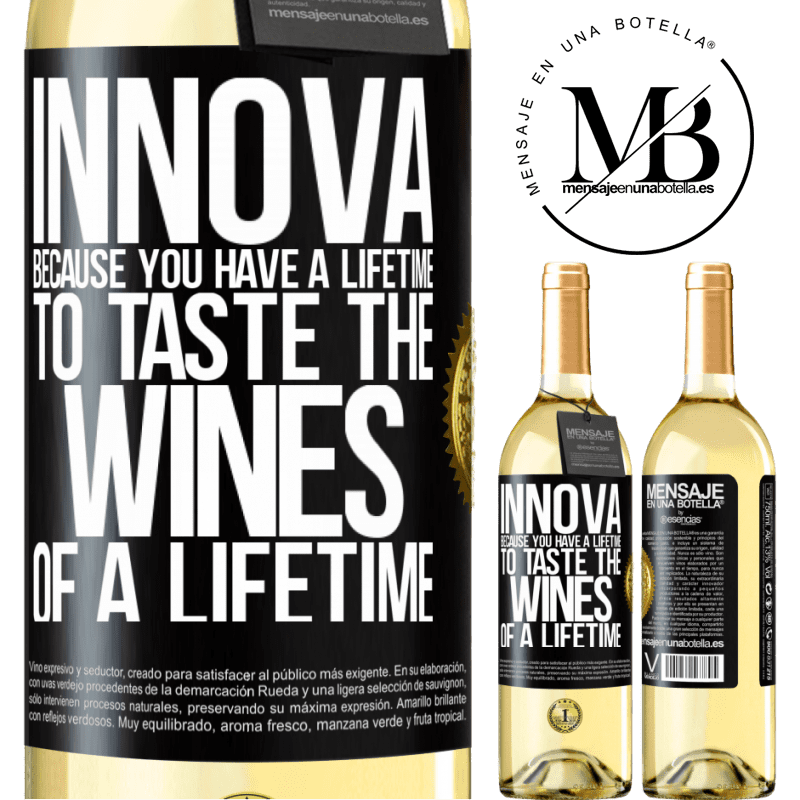 29,95 € Free Shipping | White Wine WHITE Edition Innova, because you have a lifetime to taste the wines of a lifetime Black Label. Customizable label Young wine Harvest 2024 Verdejo