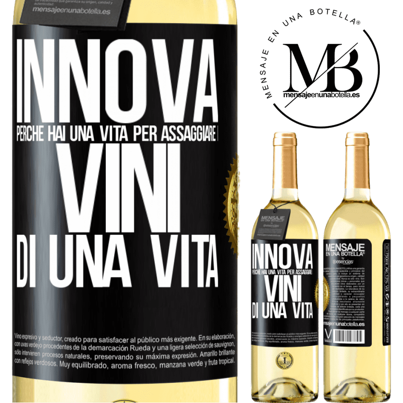 29,95 € Spedizione Gratuita | Vino bianco Edizione WHITE Innova, perché hai una vita per assaggiare i vini di una vita Etichetta Nera. Etichetta personalizzabile Vino giovane Raccogliere 2023 Verdejo